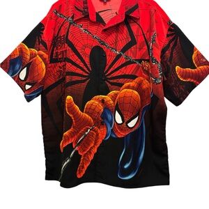 Red and Black Spider-Man Graphic Shirt. 2000 Marvel. Retro Vintage.